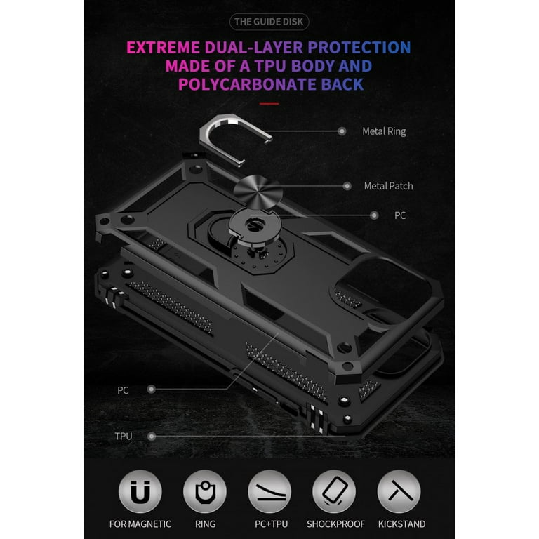 DASFOND Cover Compatibile con iPhone 16 Pro, Militare Rigida Armor Custodia con Anello Cavalletto [Supporto Magnetico], Antiurto Protettiva Case in