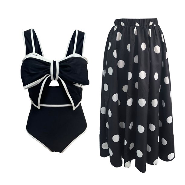 MKLEKYY Trajes De Baño Mujer Dos Piezas Trendy Summer Women'S Swimsuit With V Neck Hollow Design And Polka Dot For Pool And Beach Wear