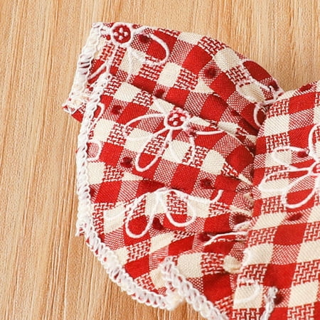 

Aayomet Girls Fly Sleeve Floral Prints Plaid Romper Bodysuits With Headbands Outfits Toddler Girl Clothes Red 9-12 Mouths