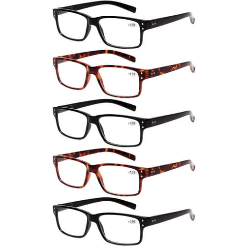 Kerecsen 5 Pack Reading Glasses for Men Spring Hinge Premium Reader