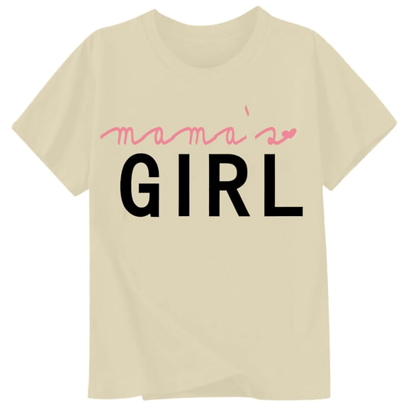 Girls Tshirts Letter Print Breathable Short Sleeve Crew Neck Tee for Everyday Wear Girls' Tops Tees Blouses Beige 1 Years-2 Years