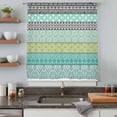 thumbnail image 4 of Teal Black Boho Semi Sheer Curtains Drapes for Living Room, Bedroom, French Doors Window 54 Inches Long, Vintage Ethnic Tribe Abstract Art Rod Pocket Chiffon Curtain Drapery Voile Draperies Panel, 4 of 8