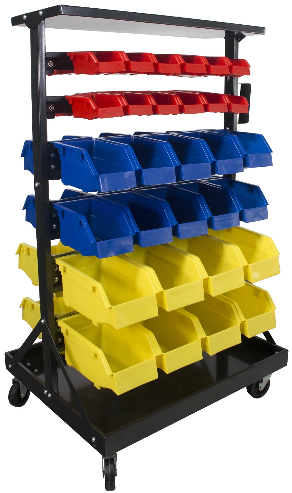 Double Sided Parts Rack Storage Shelf Organizer With 60 Removable Bins 
