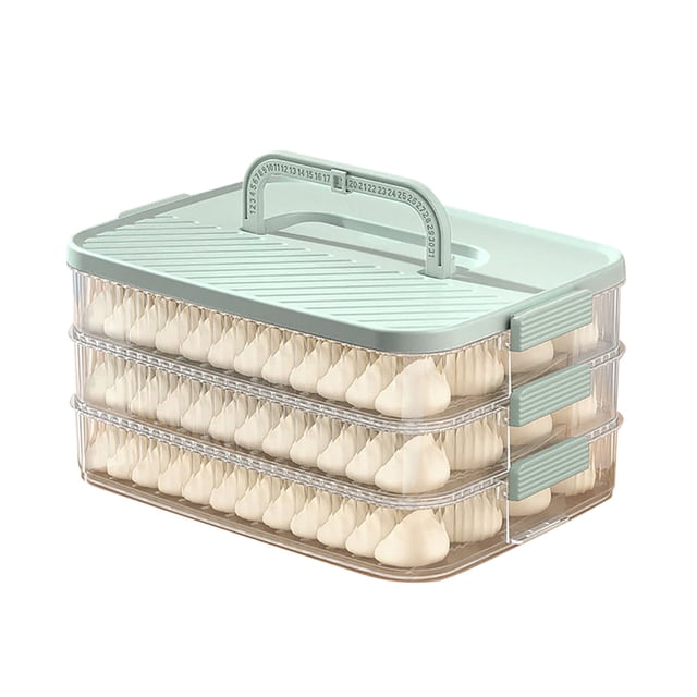 Riforla Dumpling Cookies Container Multilayer Food Storage Container with Lid Transparent Stackable Dumpling Plastic Seal for Kitchen and Refrigerator Food Storage Multicolour