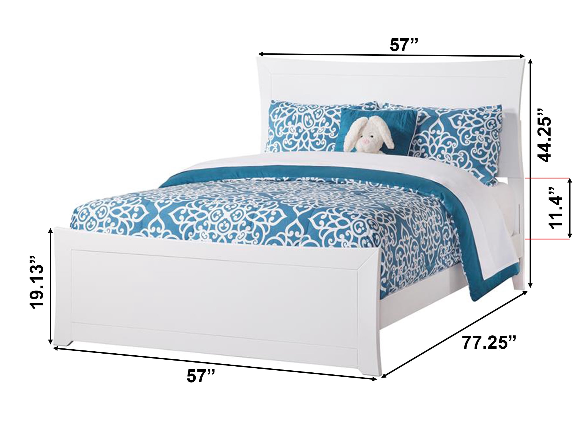 AFI Metro Full Wood Platform Bed Frame with Panel Headboard & Footboard, White