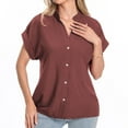 thumbnail image 5 of HAPIMO Sales Womens Casual Pockets Blouse Solid Turn-Down Neck Short Sleeve Casual Loose T-Shirt Button Down Tops Teen Grils Fashion Clothes Coffee, 5 of 7