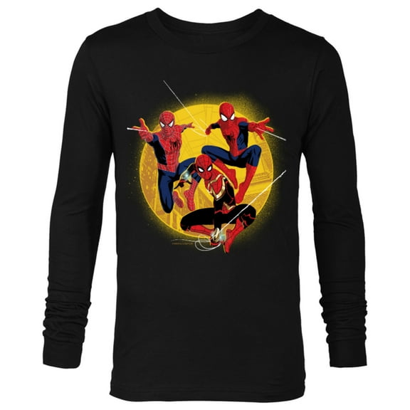 Marvel Spider-Man: No Way Home Spider-Men In Action - Long Sleeve T-Shirt for Men – Customized-Black