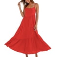 thumbnail image 2 of TaTaai Women's 2026 Summer Spaghetti Strap Ruffled Asymmetric Solid Maxi Dress Loose Beach Sundress for Daily & Vacation Gift, 2 of 9