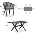 thumbnail image 5 of PURPLE LEAF 7 Pieces Patio Dining Set, Rectangular Aluminum Outdoor Table and 6 Wicker Chairs with Cushions for Garden Kitchen and Porch, Grey, 5 of 11