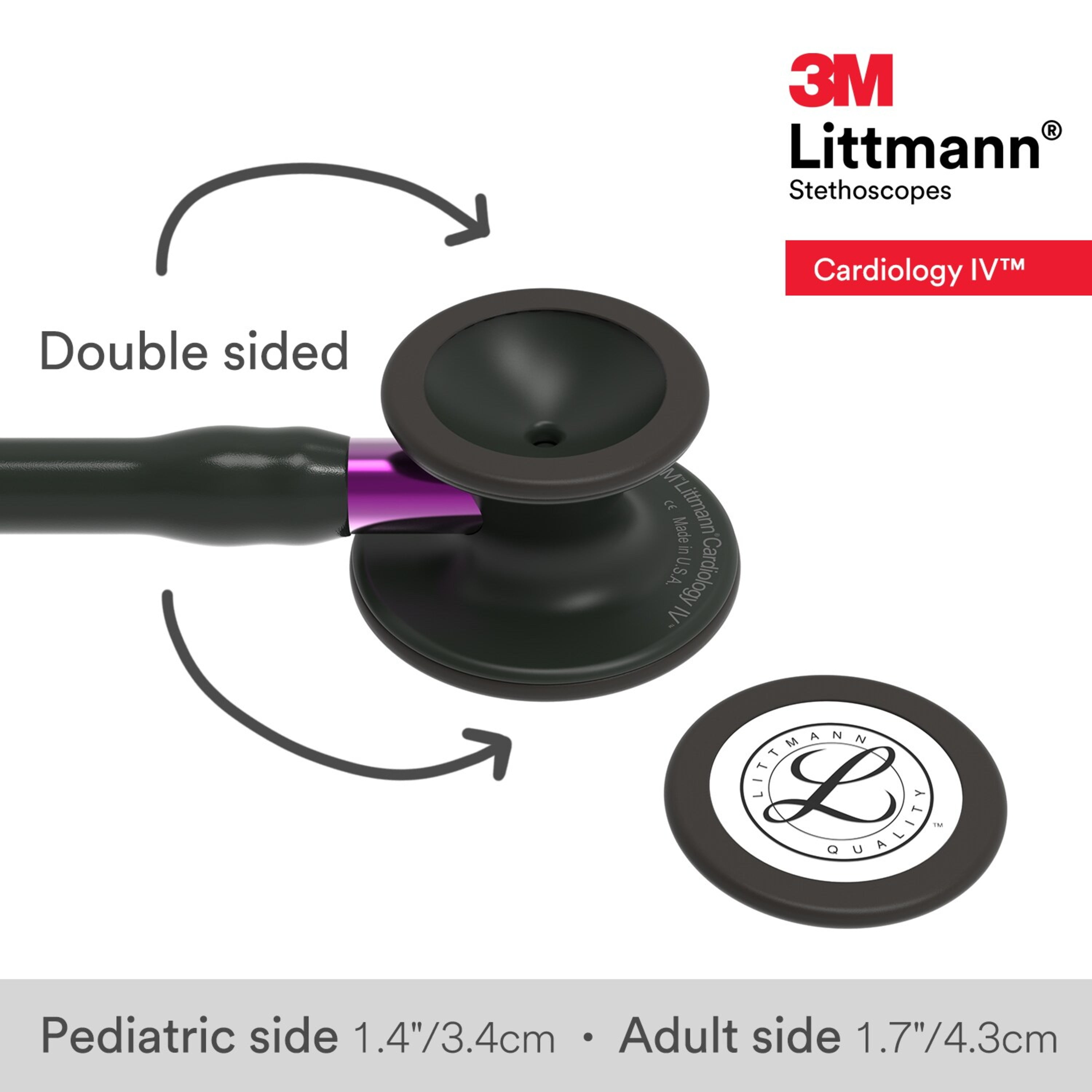 (2 pack) 3M Littmann Cardiology IV Diagnostic Stethoscope, Stainless Steel Black-Finish Chestpiece, 27" Black Tube, Violet Stem
