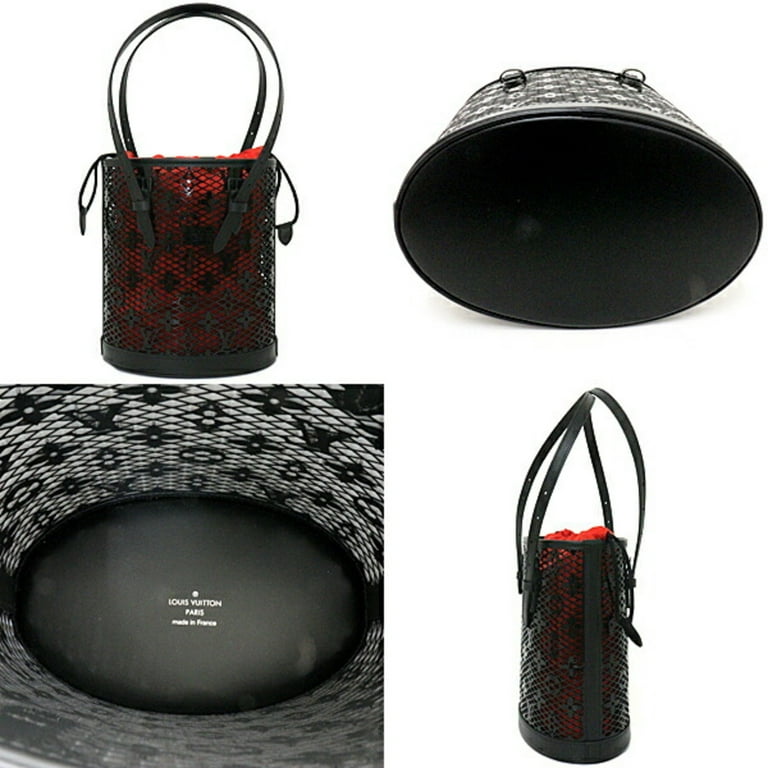Louis Vuitton Bucket Bag Monogram Lace Leather PM Black