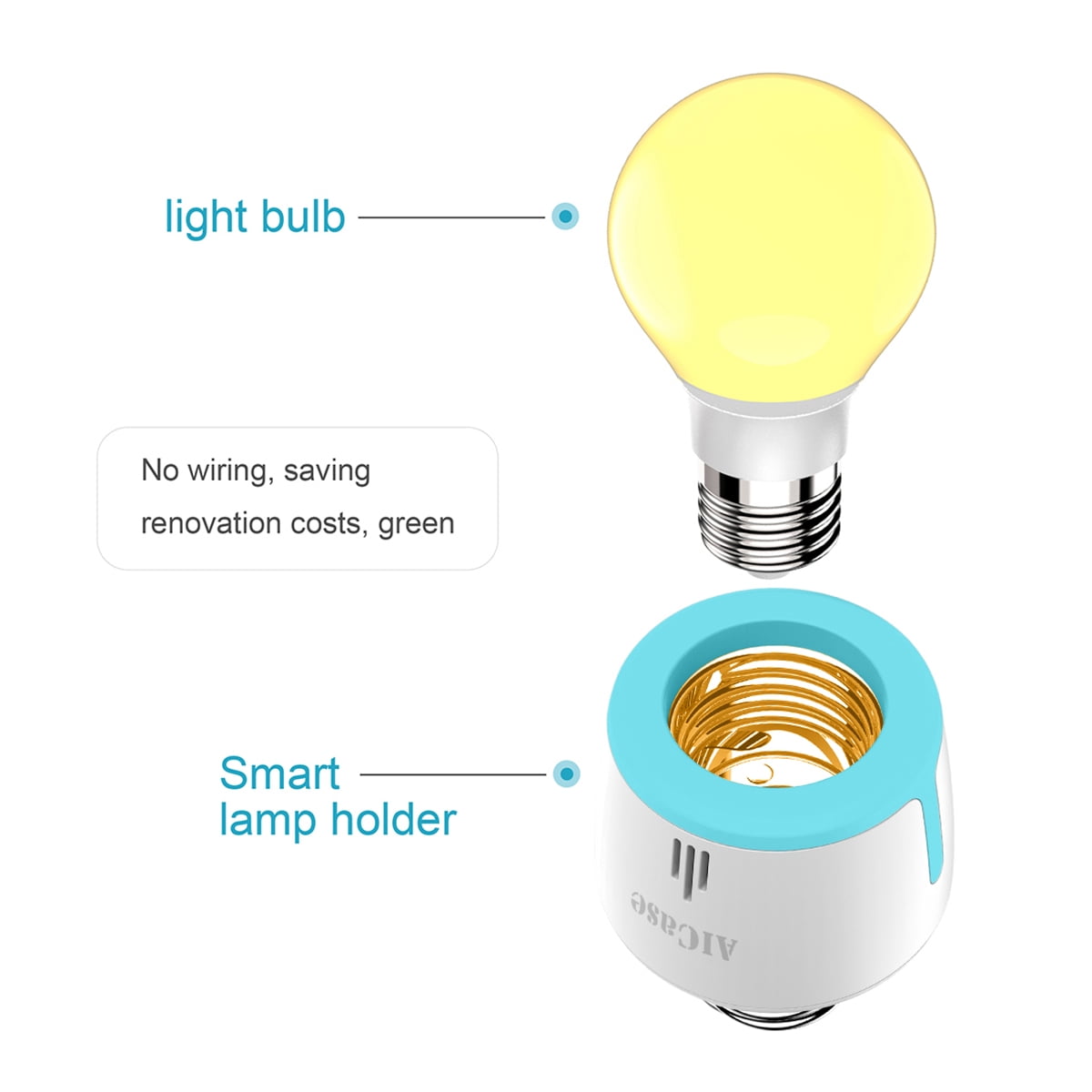 Details about   WiFi Smart Light Bulb Socket Adapter E27 E26 Works With Google Home Alexa App 