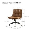 thumbnail image 5 of Vegan Leather Office Chair Adjustable Oversize Swivel Home Task Chair Metal Leg Bedroom Camel, 5 of 9