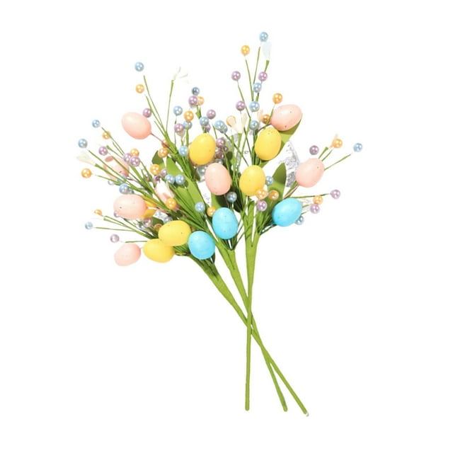 Rama de árbol de Pascua con huevo de Pascua, arreglo floral, adorno decorativo 3 piezas