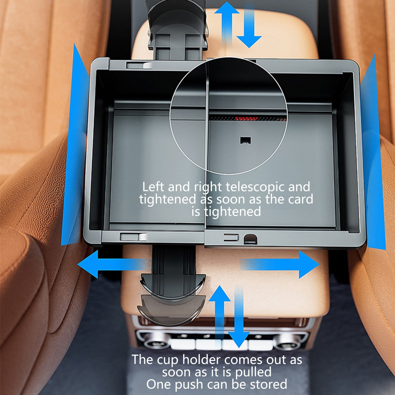 Kezqiaxn Car Universal Center Console Organizer Storage with Adjustables Cup Holder - Floor Hump Drink Tissue Caddy Snack Organizer for Truck/Minivans/SUVs/Armrest Storage Box, car Accessories Black