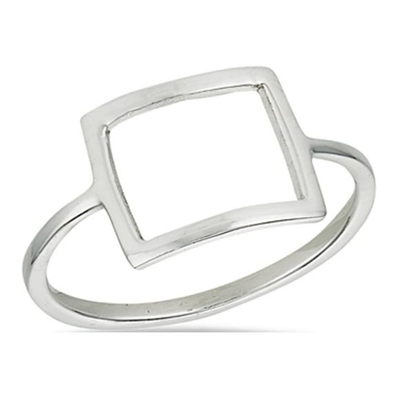 Modern Geometric Open Square Ring .925 Sterling Silver Band Jewelry Female Male Unisex Size 9