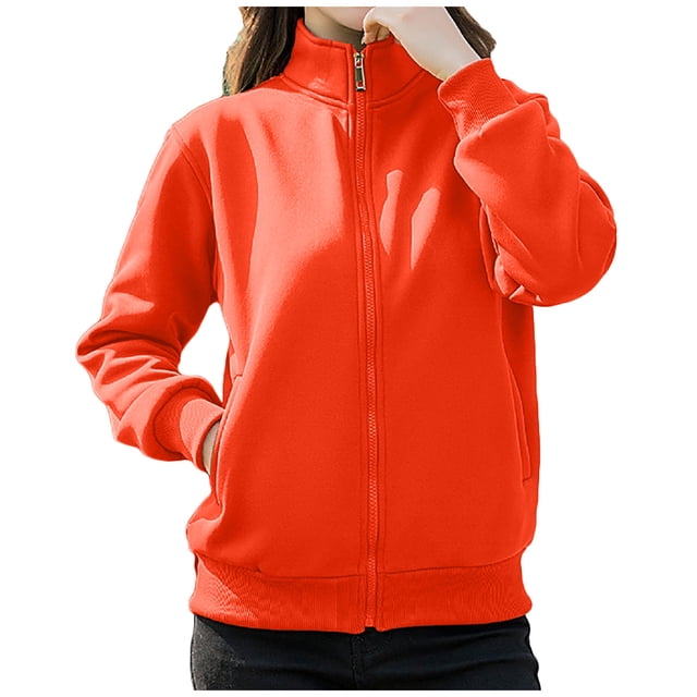 Timegard Jackets for Women Full Zip up Stand Collar Sweatshirts Fall Casual Lightweight Comfy Jackets