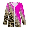 thumbnail image 4 of Dyegold Fall Tops For Women 2023 Trendy Long Sleeve Shirts Dressy Casual V-Neck Leopard Color Block Tunics Top Loose Blouses, 4 of 5