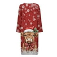 thumbnail image 4 of Yuyamidu Highland Cow Zipper Up Robes Snowflake Long Sleeve Robe for Women Comfy Mid-Calf Length Bathrobe Christmas Nightgown Sleepwear Red Crewneck Loungewear Size 2XL, 4 of 7