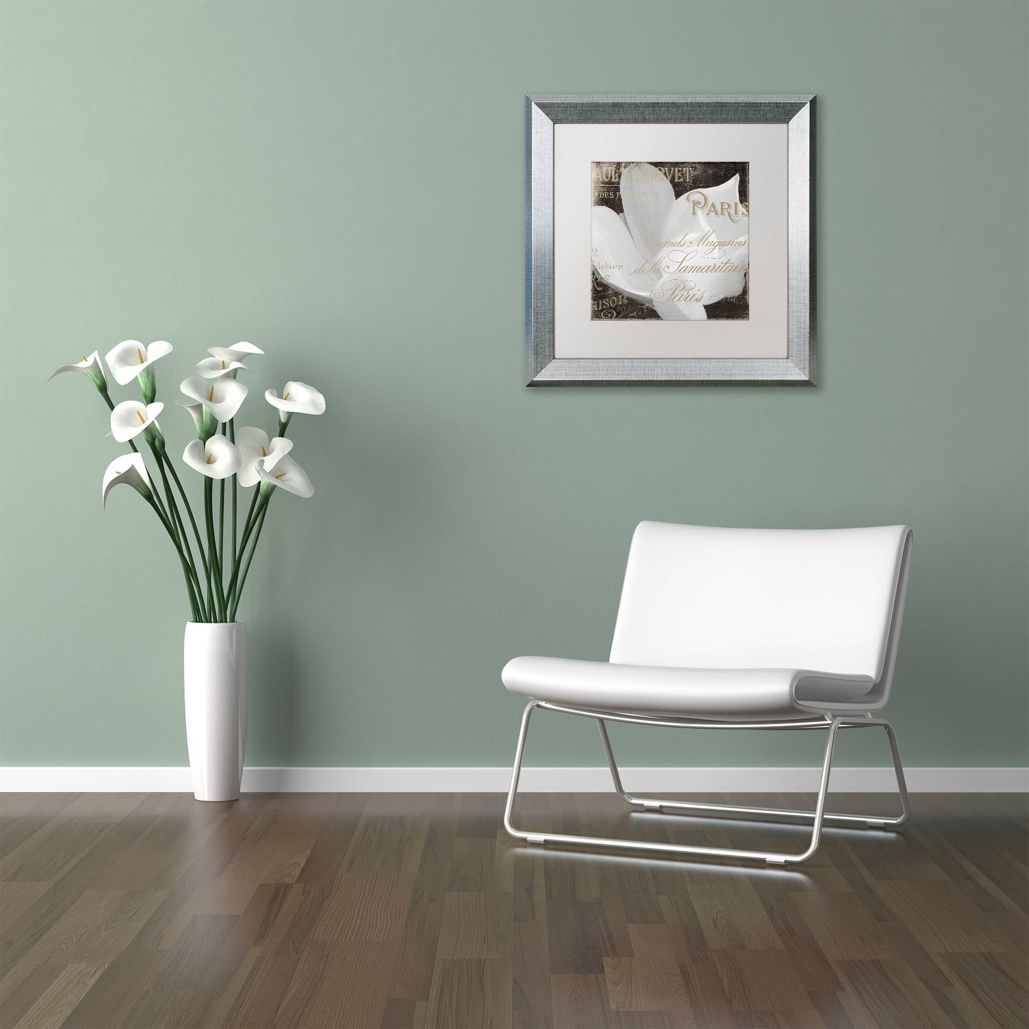 Trademark Fine Art "Fleurs Blanc II" Canvas Art by Color Bakery White Matte, Silver Frame