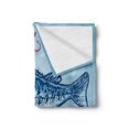 thumbnail image 2 of Fishing Soft Flannel Fleece Throw Blanket, Trout Fish Pictogram with USA National Flag Theme Background Hook and Stars, Cozy Plush for Indoor and Outdoor Use, 70" x 90", Multicolor, by Ambesonne, 2 of 5