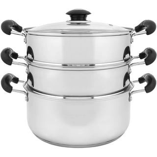 3-Tier 11.6 qt. Stainless Steel Steamer Insert Saucepot with Lid