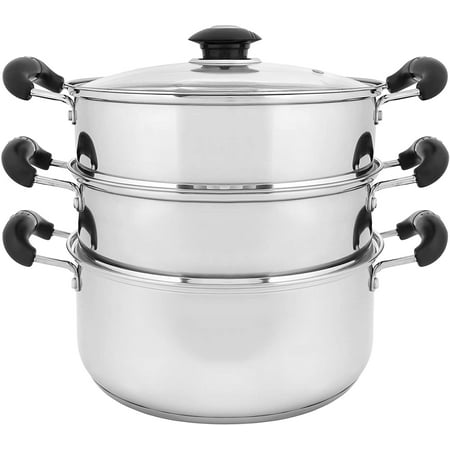 

CONCORD 10 Stainless Steel 3 Tier Steamer Steaming Pot Cookware 24 CM (Induction Compatible)
