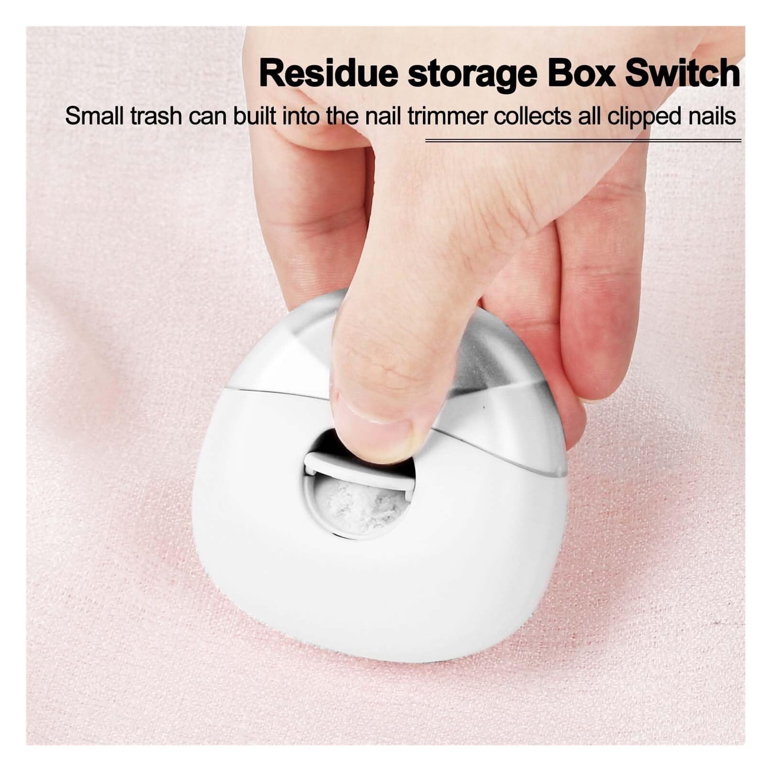 Automatic Electric Nail Clipper with LED Light & 2 Speeds with Nail Scraps Storage, USB Rechargeable Safety Fingernail Trimmer for Baby, Children, Kids, Adult, Seniors and Caregivers, White