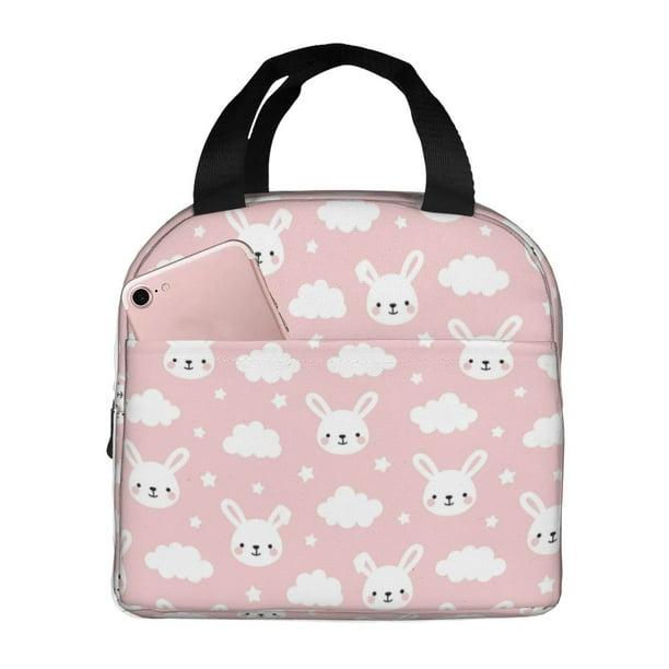 Easygdp Rabbit And Cloud Bolsa Térmica Premium - Tela Oxford Impermeable, Gran Capacidad, Bolsillo Frontal, Unisex para Trabajo, Escuela, Actividades al Aire Libre y Picnics