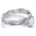 thumbnail image 3 of JeenMata Anillo Nupcial de 1,75 Uds con Ópalo de Fuego Azul Genuino Redondo y Moissanita Engastado en Oro Blanco de 18 K sobre Plata, 3 of 10