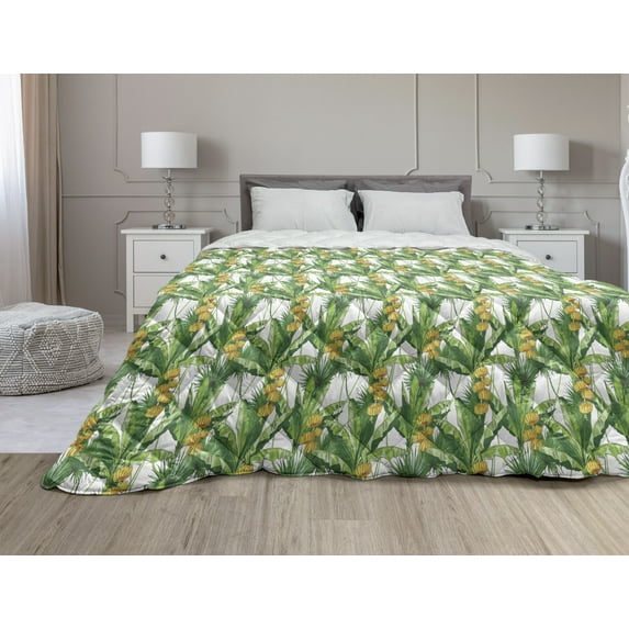 Flamingo Down Alternative Comforter, Minimal Pattern of Exotic Birds Pattern Brazilian Animals Wildlife Cartoon, Microfiber Quilt for All Season, 5 Sizes, Pink and White, by Ambesonne