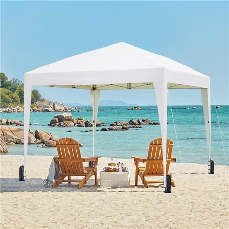 Yaheetech 10 x 10Ft Pop Up Canopy Tent with 4 Sidewalls & Roller Bag, White