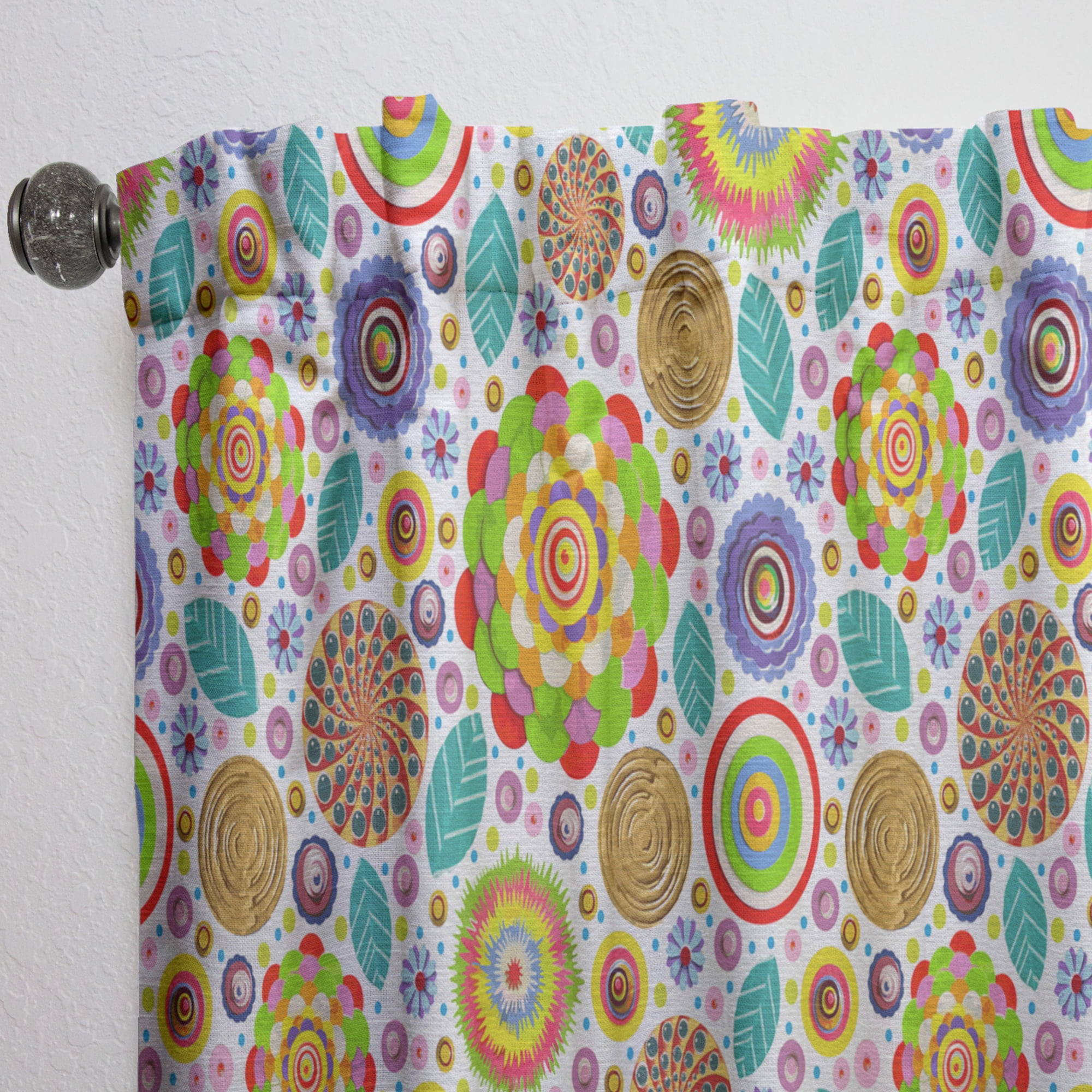 Designart 'Fashionable Pattern Flowers ' Bohemian & Eclectic Curtain Panel