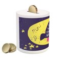 thumbnail image 2 of Love Piggy Bank, Rocket Goes to the Space I Love You to the Moon and Back Words Stars Design, Ceramic Coin Bank Money Box for Cash Saving, 3.6" X 3.2", Yellow Indigo, by Ambesonne, 2 of 4