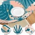 thumbnail image 4 of Round Tablecloth with Elastic Edge, Waterproof Vinyl Featuring Tropical Floral and Hawaiian Hibiscus Prints, Backed Non-Slip Table Cover Fits 44-50 Inch Round Tables, 4 of 7