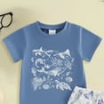 thumbnail image 4 of TOWED22 Toddler Baby Boy Clothes 2 Pieces Dinosaur Truck Print Crewneck Short Sleeve Tee Elastic Waist Shorts Summer Outfits(Blue,12-18 M), 4 of 5