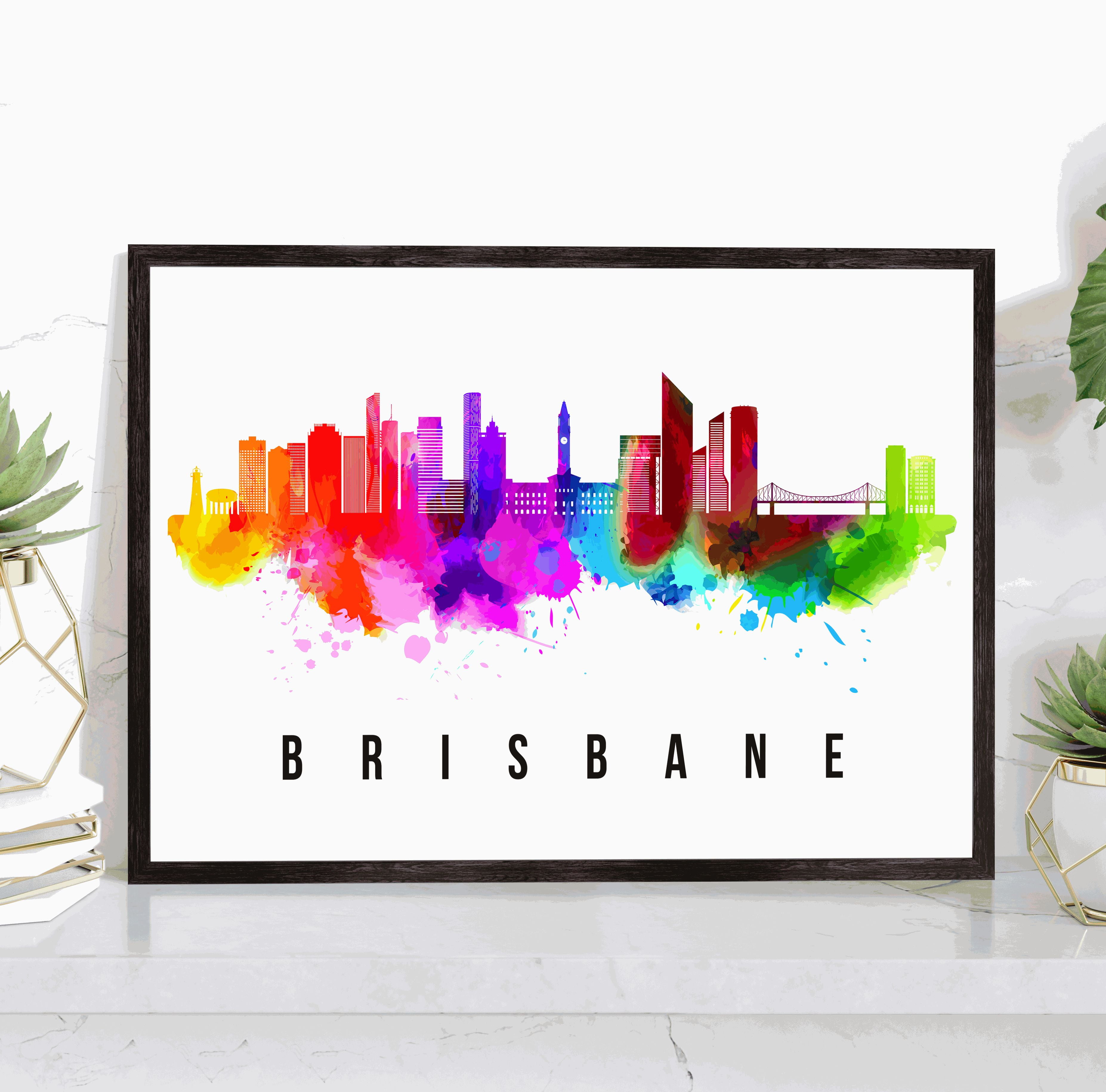 Pera Print Brisbane Skyline Australia Poster, Brisbane Cityscape Painting, Brisbane Australia