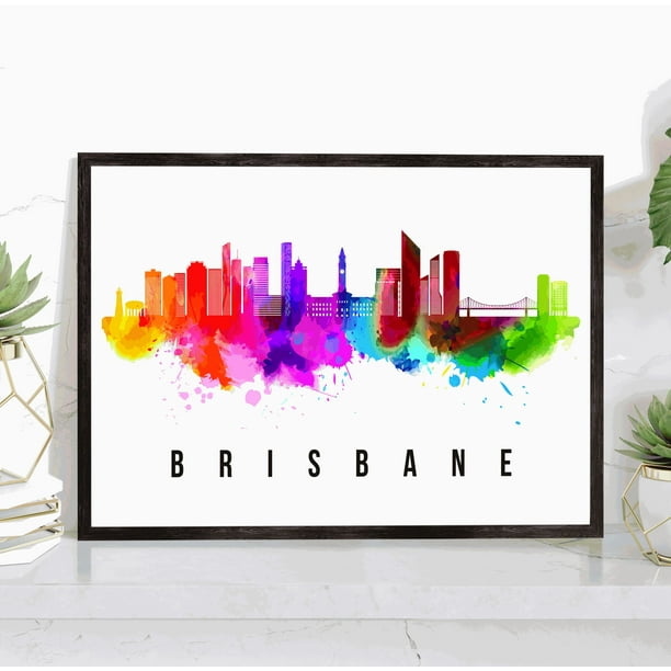 Pera Print Brisbane Skyline Australia Poster, Brisbane Cityscape
