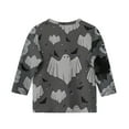 thumbnail image 5 of Abcomgle Girls Halloween Shirts 10-12 Spooky Ghost Bat Graphic Tshirts for Girls Crewneck 3/4 Sleeve Shirts for Kids Fall Funny Cute Top for Girls,3-4 Years, 5 of 5
