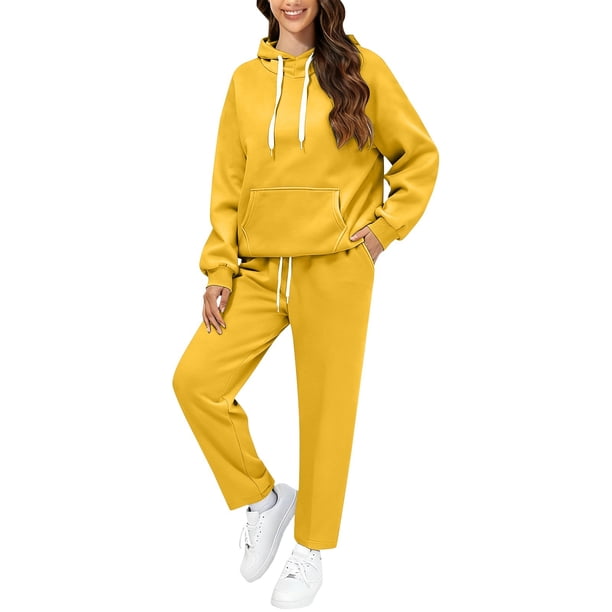 Blekii Women's Solid Colour Hoodie And Sweatpants Set, Matching