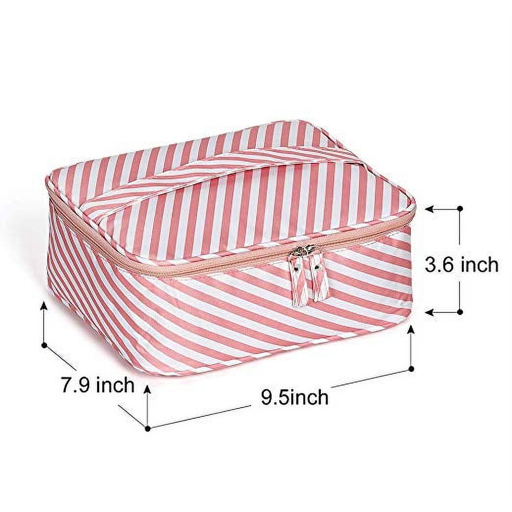 Waterproof Makeup Travel Bag, Cosmetic Organizer with Adjustable Divider - White