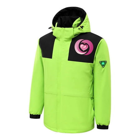 Aboser Mens Heated Jacket Coat Full Zip Waterproof Rain Jackets Electric USB Charging Heating Coats 2024 Unisex Winter Warm Heated Jackets with Removable Hood