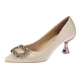 thumbnail image 1 of Zapatos de boda rojos para mujer, novedad de 2022, tacones altos de aguja con hebilla cuadrada de diamantes de imitación, zapatos de temperamento con punta en pico a la moda, zapatos de verano Pumps35 Gao Jinjia LED, 1 of 2