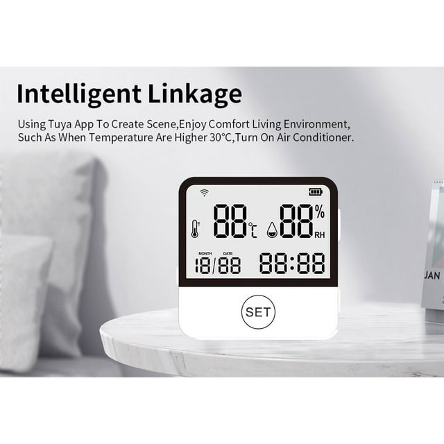 VONKY Tuya Wireless WiFi Smart Thermometer Indoor Hygrometer Temperature Humidity Sensor Intelligent Phone App Gauge Clock