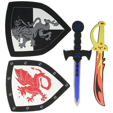 Children's Foam Toy Medieval Joust Dual Dragon Sword & Shield Knights Set Lightweight Safe Birthday Party Toy Favors by Super Z Outlet