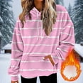 thumbnail image 2 of SwiftWear Women's Drop-Shoulder Striped Fleece Hoodie Oversized Casual Pullover Soft Fluffy Loungewear with Front Pocket Pink, 2 of 5