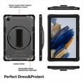 thumbnail image 4 of Shockproof Case for Samsung Galaxy Tab A8 10.5" SM-X200 X205 X207, Military Grade Protection Rotating Stand Hand Strap Shoulder Strap Kids Friendly Bumper Rugged Case for Galaxy Tab A8 10.5",Black, 4 of 8