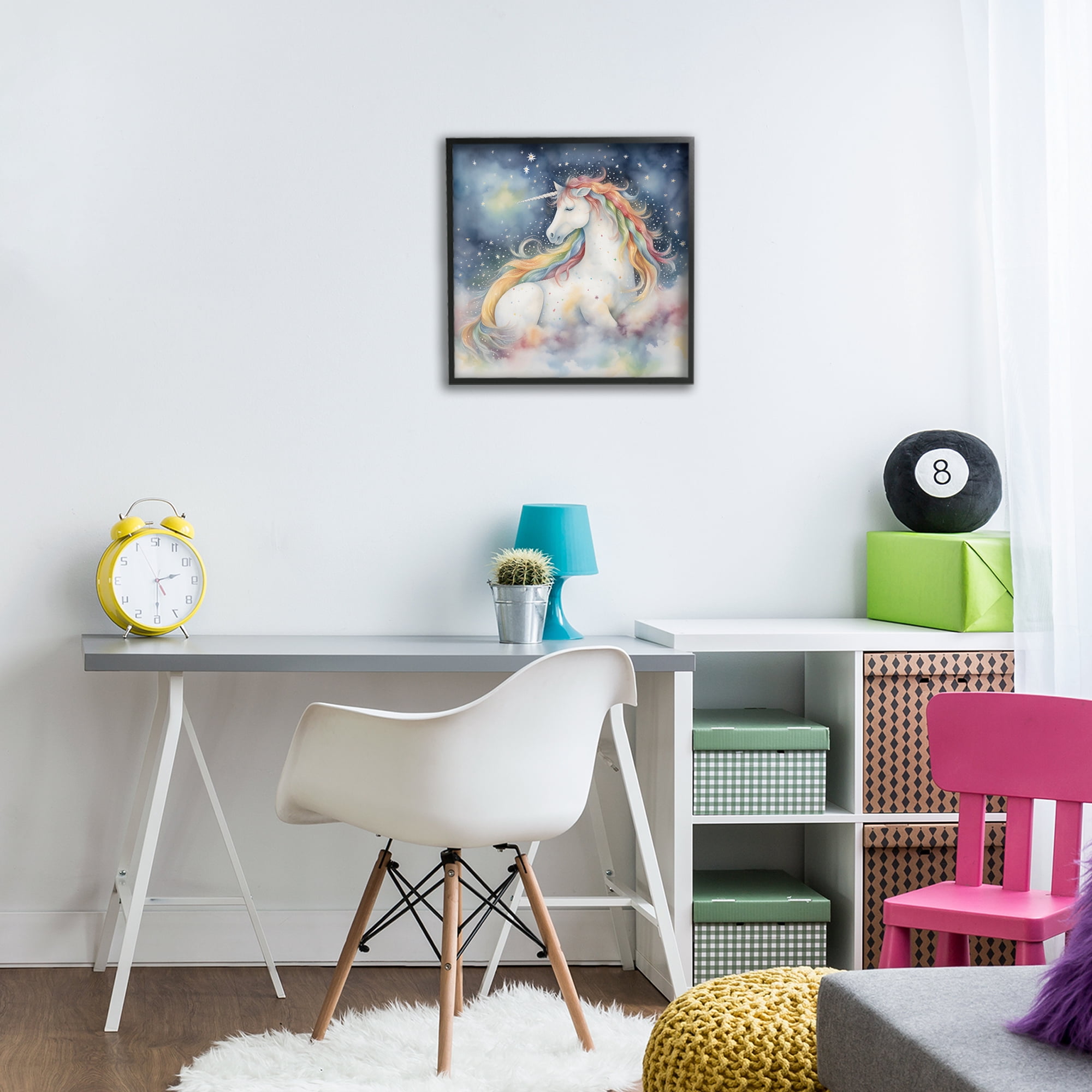 Stupell Industries Unicorn Floating on the Clouds Black Framed Giclee Art, design by Creative Studio