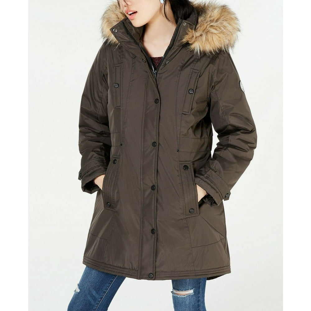 Madden Madden Girl Juniors Women's Faux Fur Trim Hooded Parka Jacket