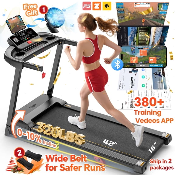 300 lbs Capacity Treadmill for Home, 3.5HP Folding Treadmill w/ 71 Preset Workouts, APP with Free Train Courses, Dual HiFi Speakers, Exercise Equipment for Walking, Jogging, Running